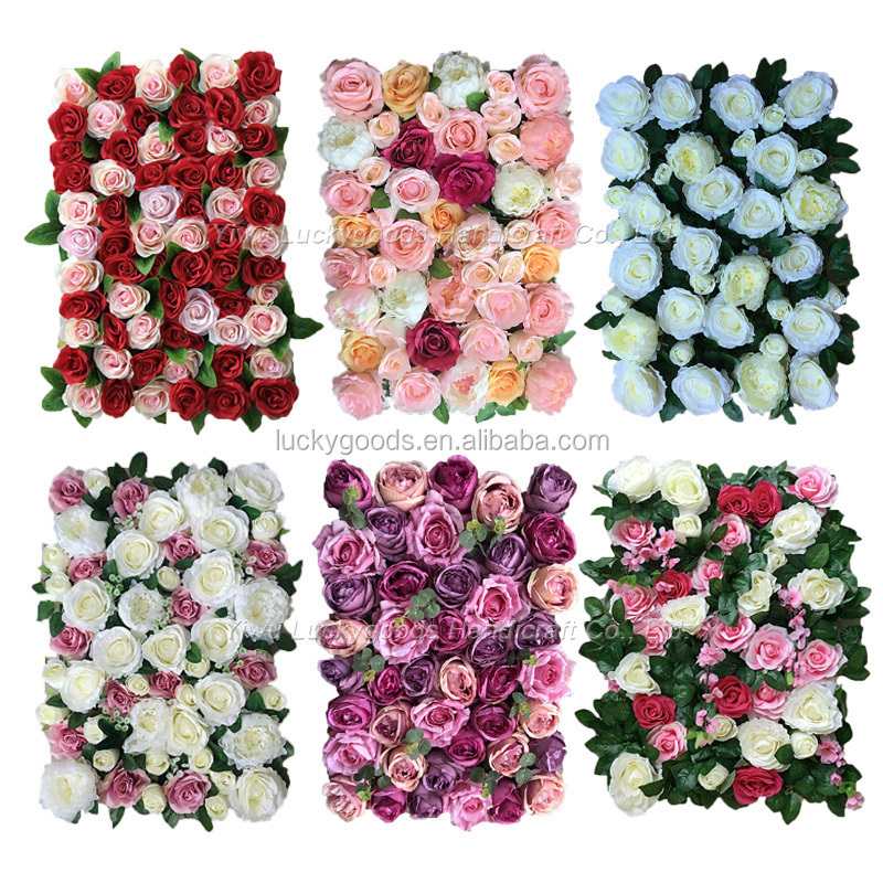 LFB1013 Customized event floral background wall artificial  rose peony party flower panel wholesale