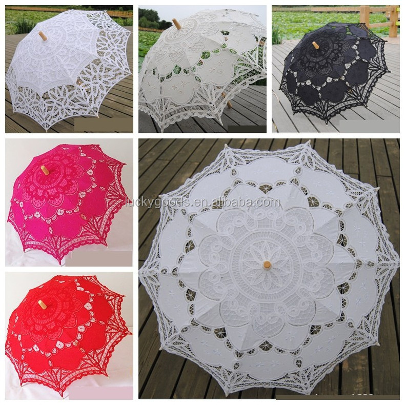 fancy black color batternburg antique lace parasol wholesale