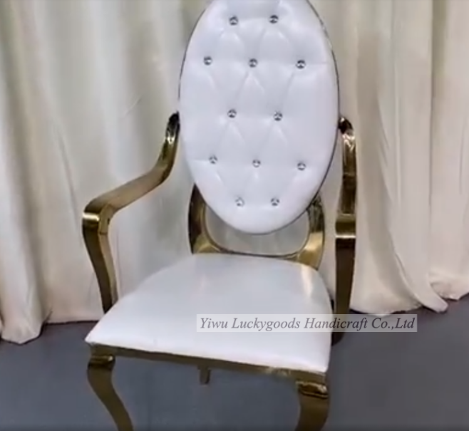 CY210511-14 Luxury Gold Mirror Stainless Steel Wedding Dining Banquet Chair Unique Style