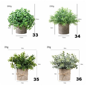 PT003-7 Wholesale Faux Green Plant Bonsai Potted Artificial Frosting Hedyotis Diffusa Plants In Pots Indoor Desktop Decoration