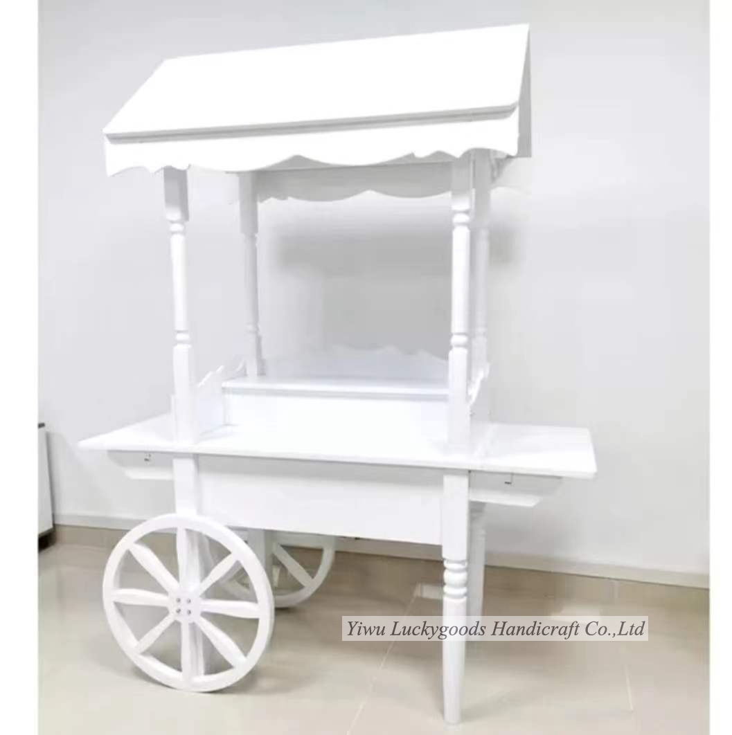 BJ220209-1 Baby Shower Candy Bar Cart  wedding party supplier white flower carts for sale