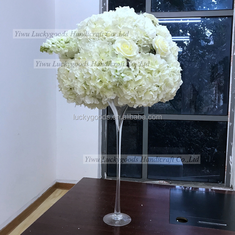 LFB832 cream white silk candelabra floral arranging hydrangea flower ball for wedding