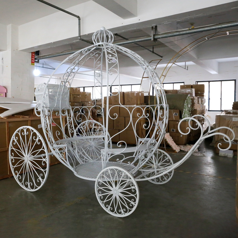 LDJ751 party event decorative cinderella horse carriage wrought iron white princess carriage wedding decoration