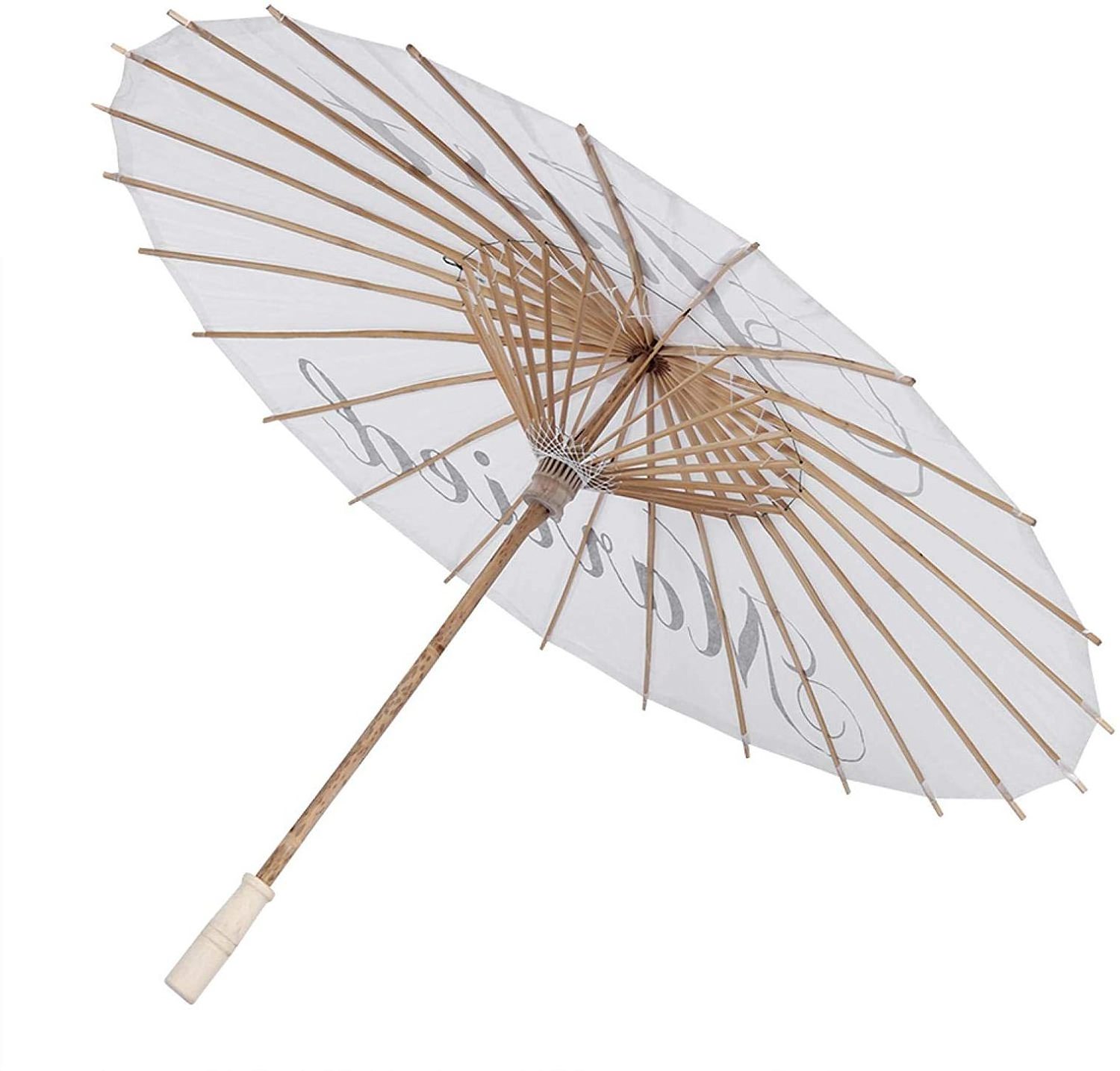 handmade wedding favor white hand painted paper umbrella in paper and bamboo material