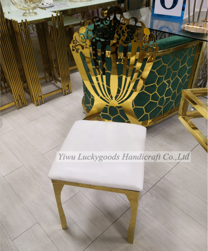 CY210511-11 Luckygoods new design Wholesale Foshan Stainless Steel Weeding Chair Chairs Event Wedding Gold Wedding Chair