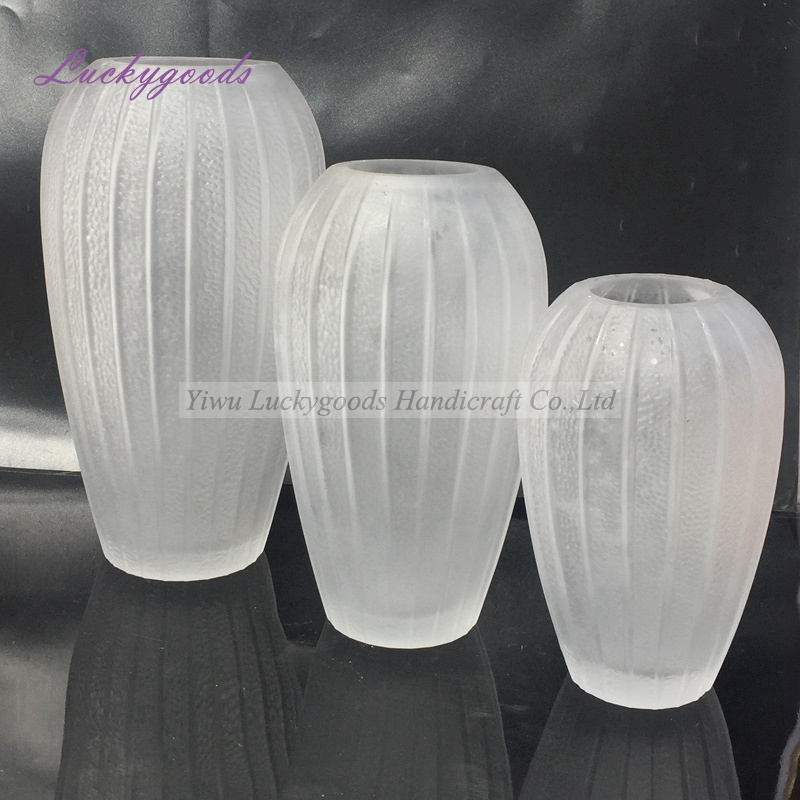 LHP084 wholesale vase centerpieces for wedding table clear silver glass wide mouth vase