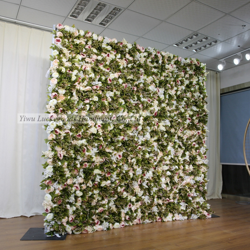 LFB1092 Luckygoods high quality 3D ivory rose peony flower wall white for wedding backdrop decoration