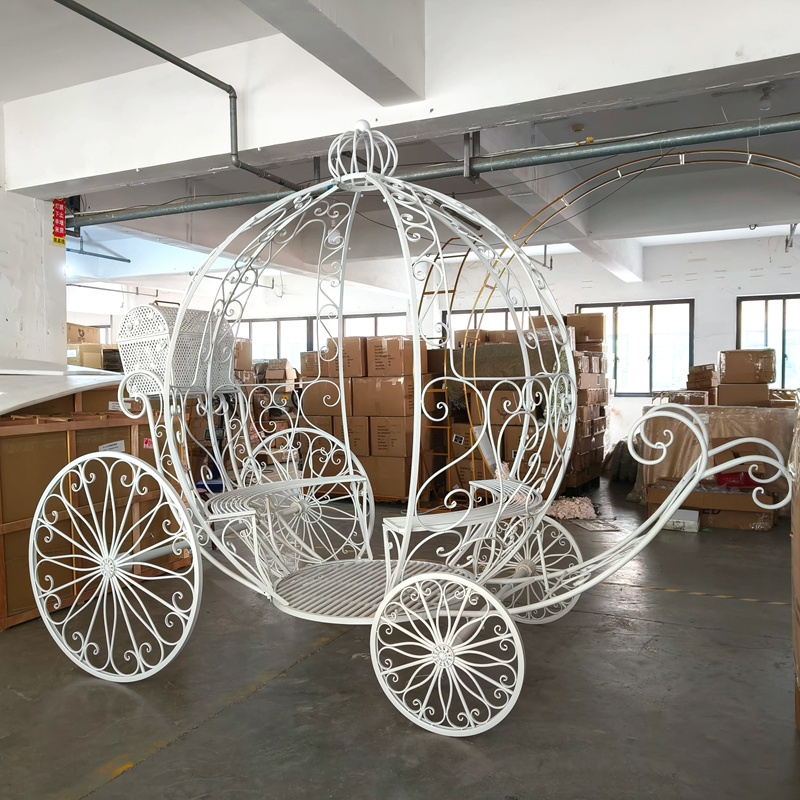 LDJ751 party event decorative cinderella horse carriage wrought iron white princess carriage wedding decoration