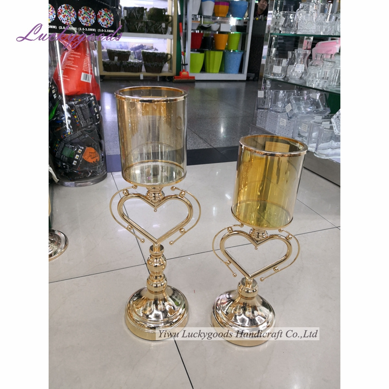 LK20190712-6 luxury gold wedding glass candle holders centerpiece for wedding event candle holders