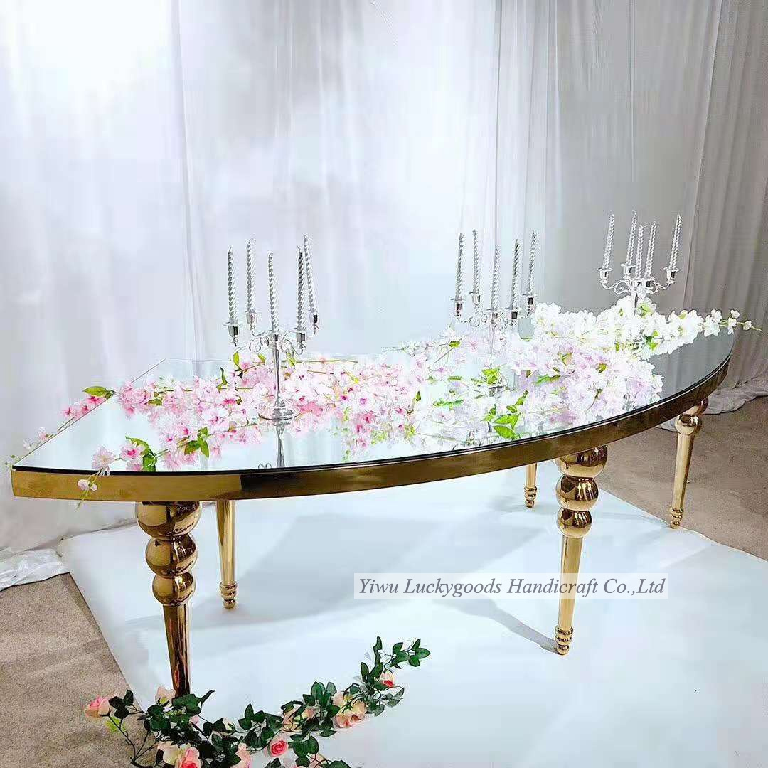 CZ210909-1 2021 Hot Recommend Patten Stainless Steel Wedding Gold Bar Table with crystal beads