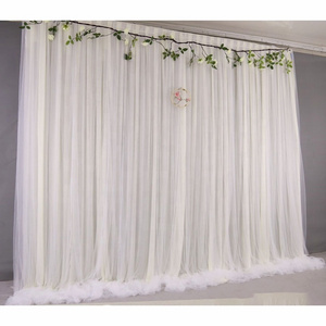 LZB082 white ice silk and mesh material wedding pipe and drape backdrop for stage decoration