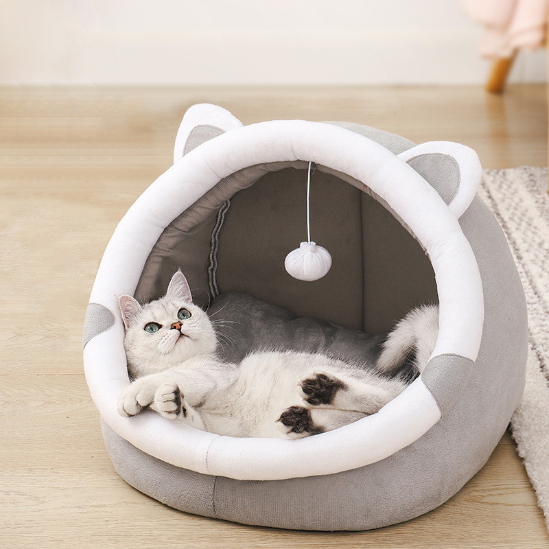 Self Warming Shell Nest Burrowing Soft Winter Cat Bed Cave Semi-surrounded Cozy Cave Dog Bed Cat Sleep Bag For Sale