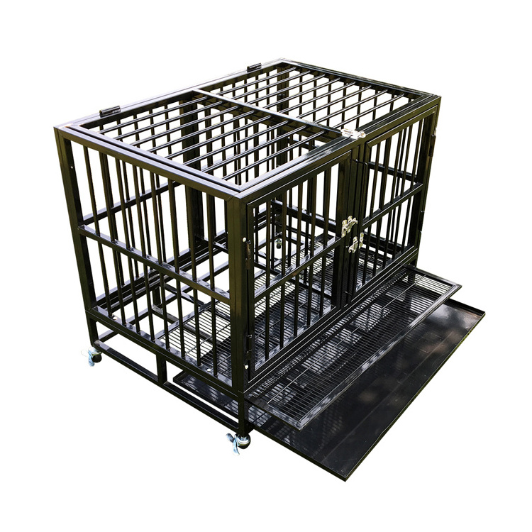 OEM 36 42 48 inch indoor outdoor metal big dog crates heavy duty dog cage large dog kennel with wheels