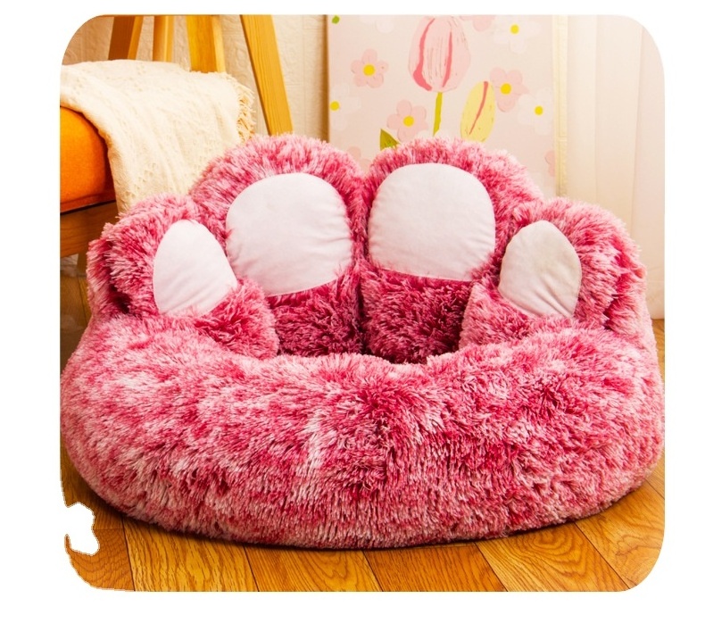 Large Plush Bear Paw Dog Cats Bed Washable Soft Round Pet Cat Sleep Bed For Dogs Cats