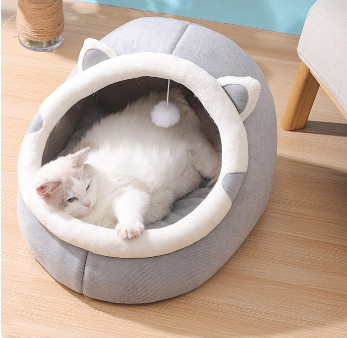 Self Warming Shell Nest Burrowing Soft Winter Cat Bed Cave Semi-surrounded Cozy Cave Dog Bed Cat Sleep Bag For Sale