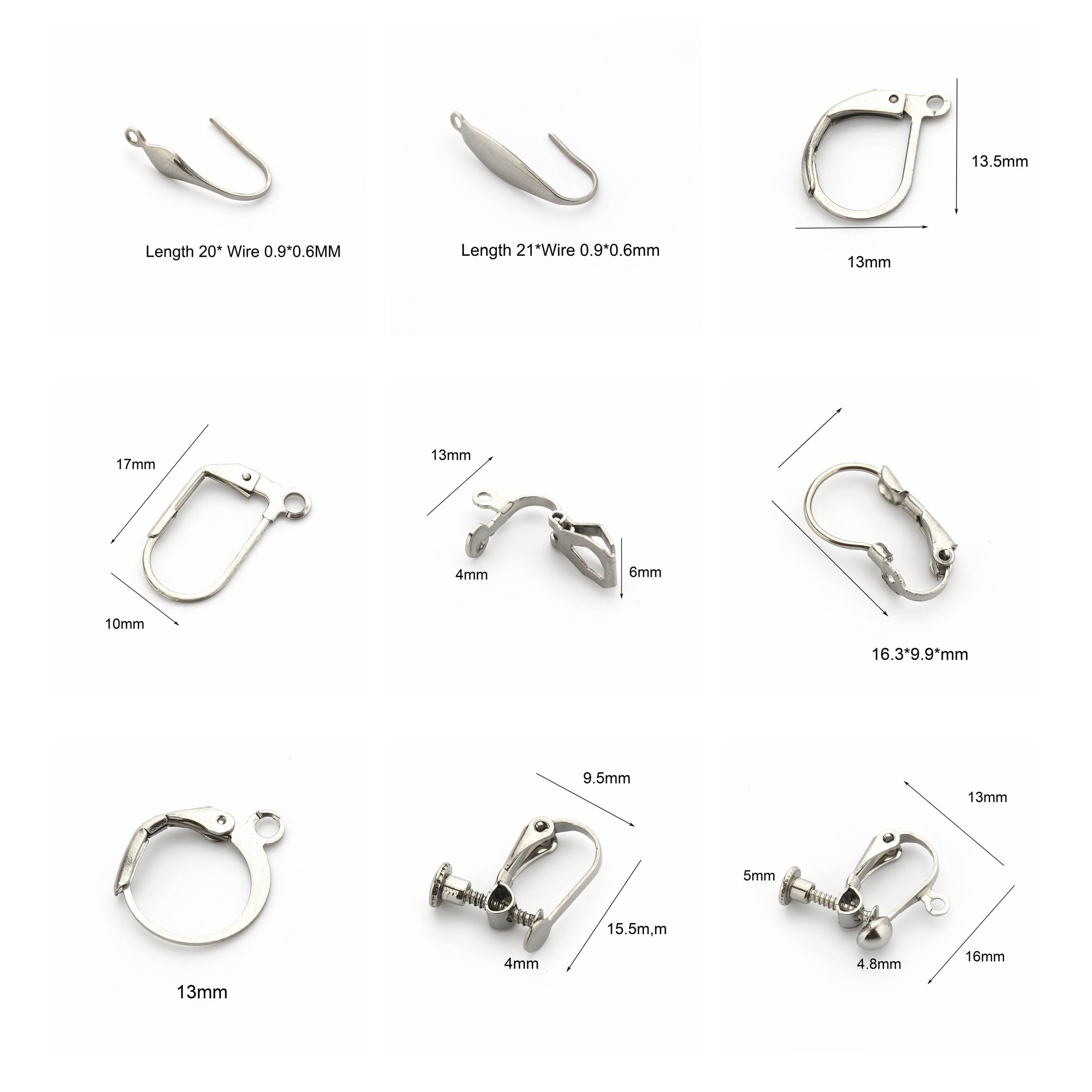 Wholesale  French Hook Ear wires Fishhook Clasp Stainless Steel Jewelry Findings For Jewelry Making