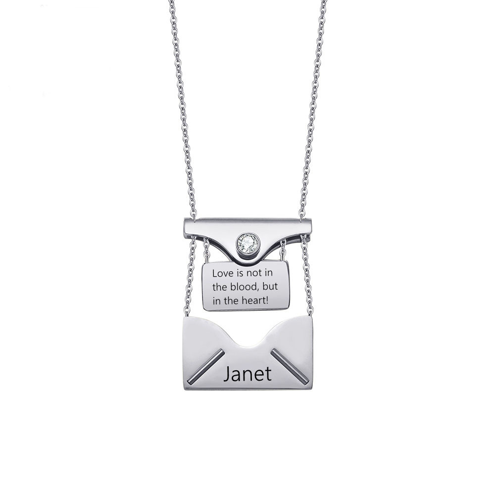 Custom Stainless Steel Blank Mini Envelope Pendant Love Letter Necklace Personalized Engraved Jewelry With Secret Message Locket