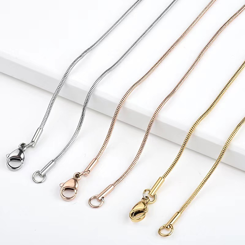 Basic Stainless Steel  Round Snake Chain Width 0.9/1.2/1.5mm/2.0mm Snake chain necklace For Pendant Necklace Bracelet