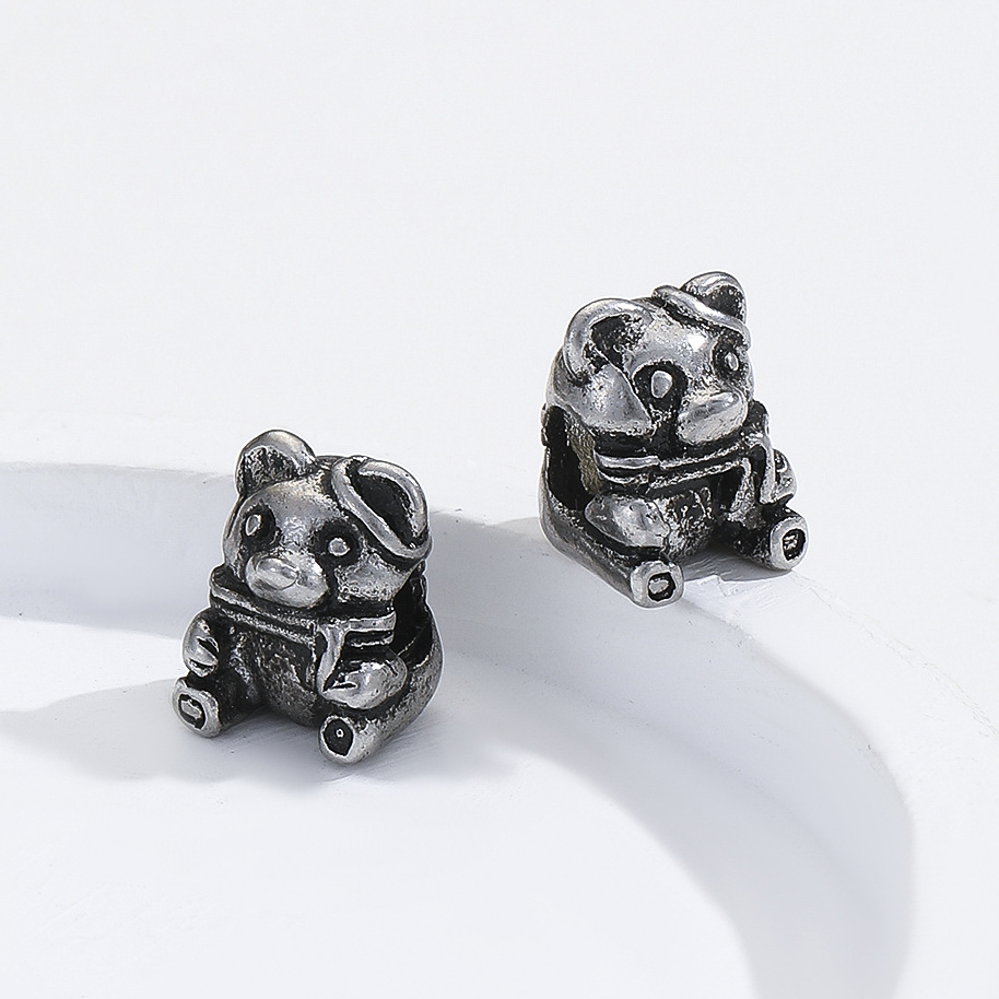 Personalized Stainless Steel Animal Head Spacer Charm Beads Multiple Patterns Original Slider Beads For Hiphop Jewelry Making