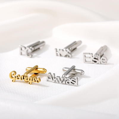 Personalized Custom Logo Cufflink  Engraved Name Initials Cufflinks  For Men Stainless Steel Jewelry Gift