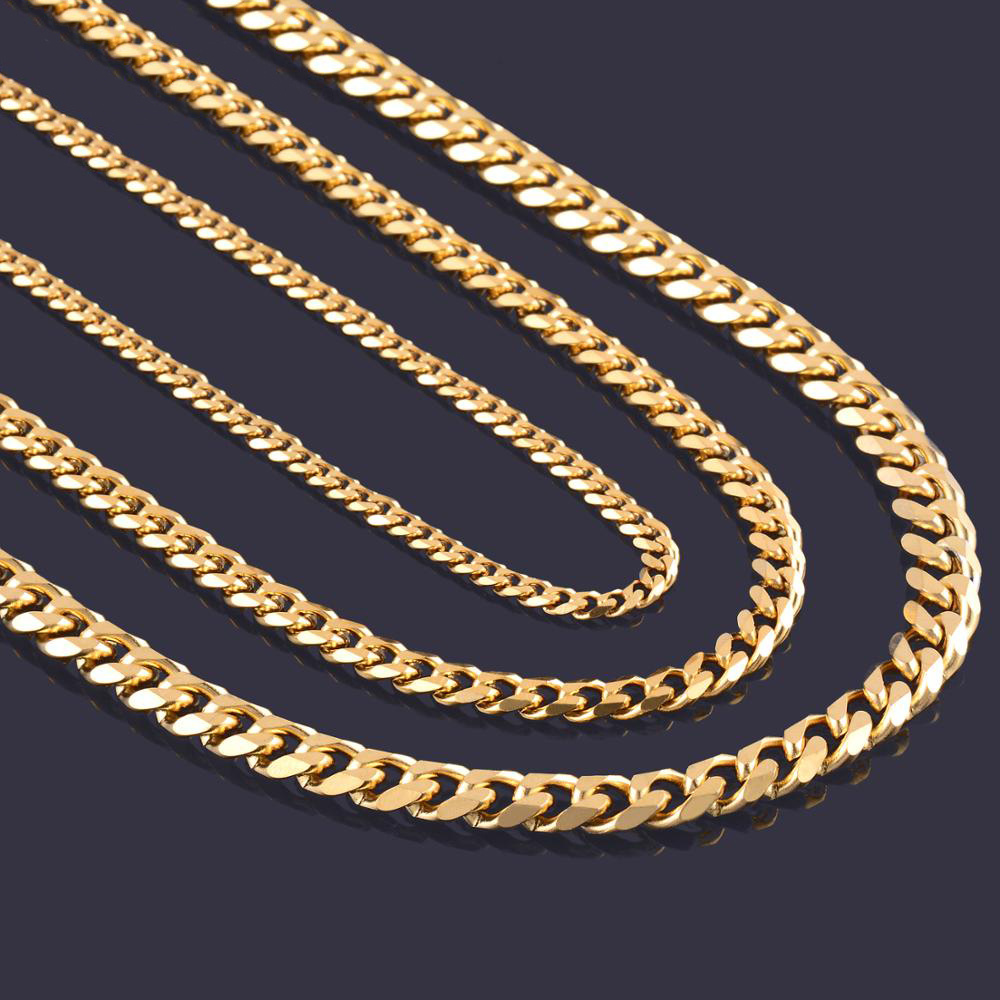 Hot Sale Stainless Steel Jewelry Necklace Stainless Steel Cuban Chain Necklace Last Rose  Gold Chain Design For Men