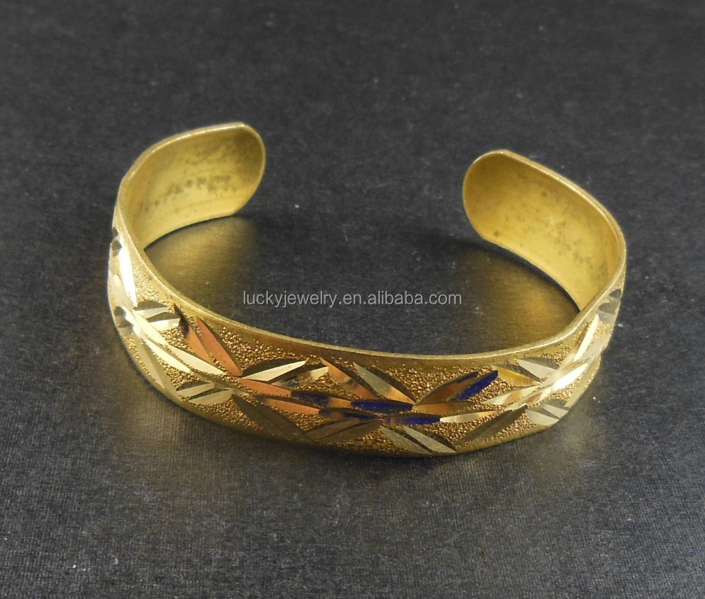 Wholesale saudi arabia gold bangles design imitation jewelry, wide gold cuff bracelet brass copper bangles