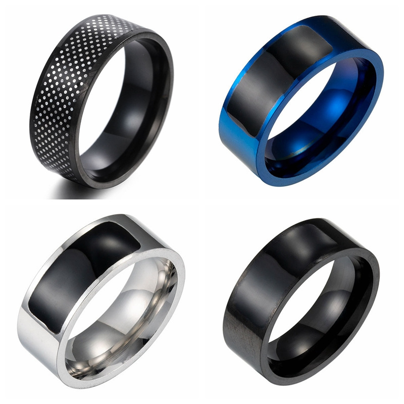 Stainless Tungsten Steel NFC Smart Ring Teak Inlaid Couple Rings Titanium Steel Soccer Basketball Rugby Enamel Sports Ring