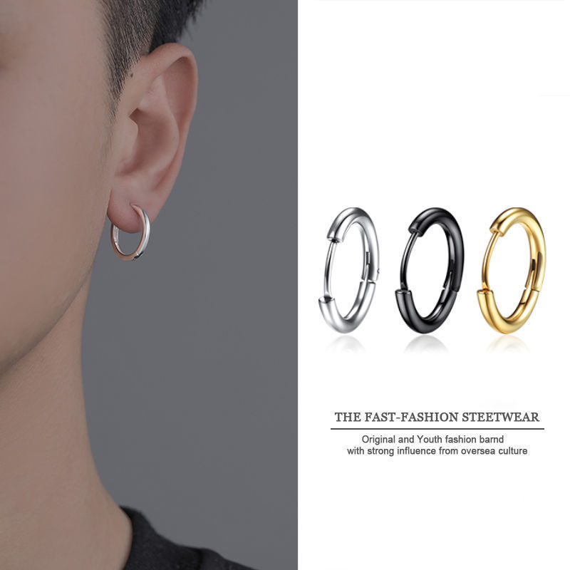 Rose Gold Plated Classic Stainless Steel Hoop Huggie Earring 8mm10mm12mm14mm16mm Colorful Plain Huggie Hoop Earrings Unisex