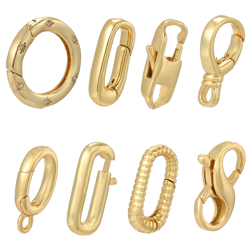 Assorted Brass Lobster Clasp Round Spring Clasp Claw Snap Hook Clasp With Pearl Peg Bail For Necklace Bracelet Keychain Making