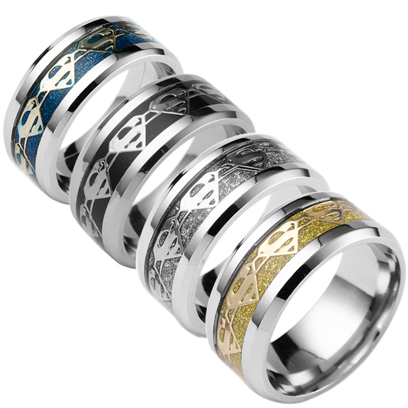 Stainless Tungsten Steel NFC Smart Ring Teak Inlaid Couple Rings Titanium Steel Soccer Basketball Rugby Enamel Sports Ring