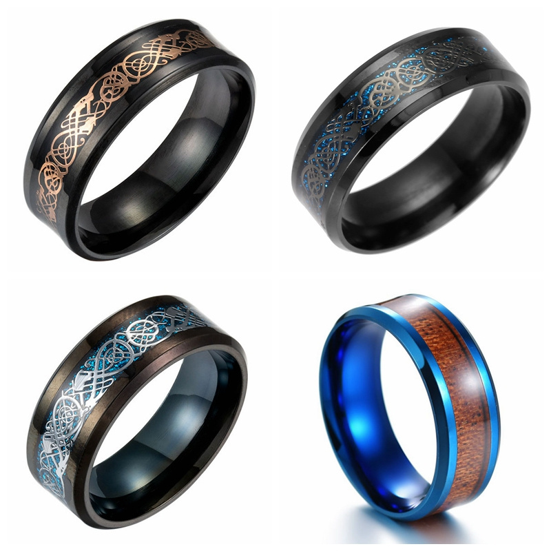 Stainless Tungsten Steel NFC Smart Ring Teak Inlaid Couple Rings Titanium Steel Soccer Basketball Rugby Enamel Sports Ring