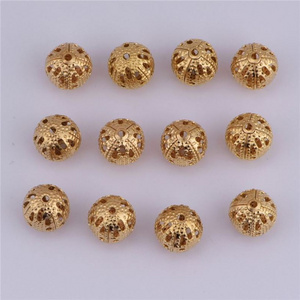 8mm Pure Copper Hollow Round Flower Ball Pendant Earrings Beads Material Diy Copper Jewelry Accessories