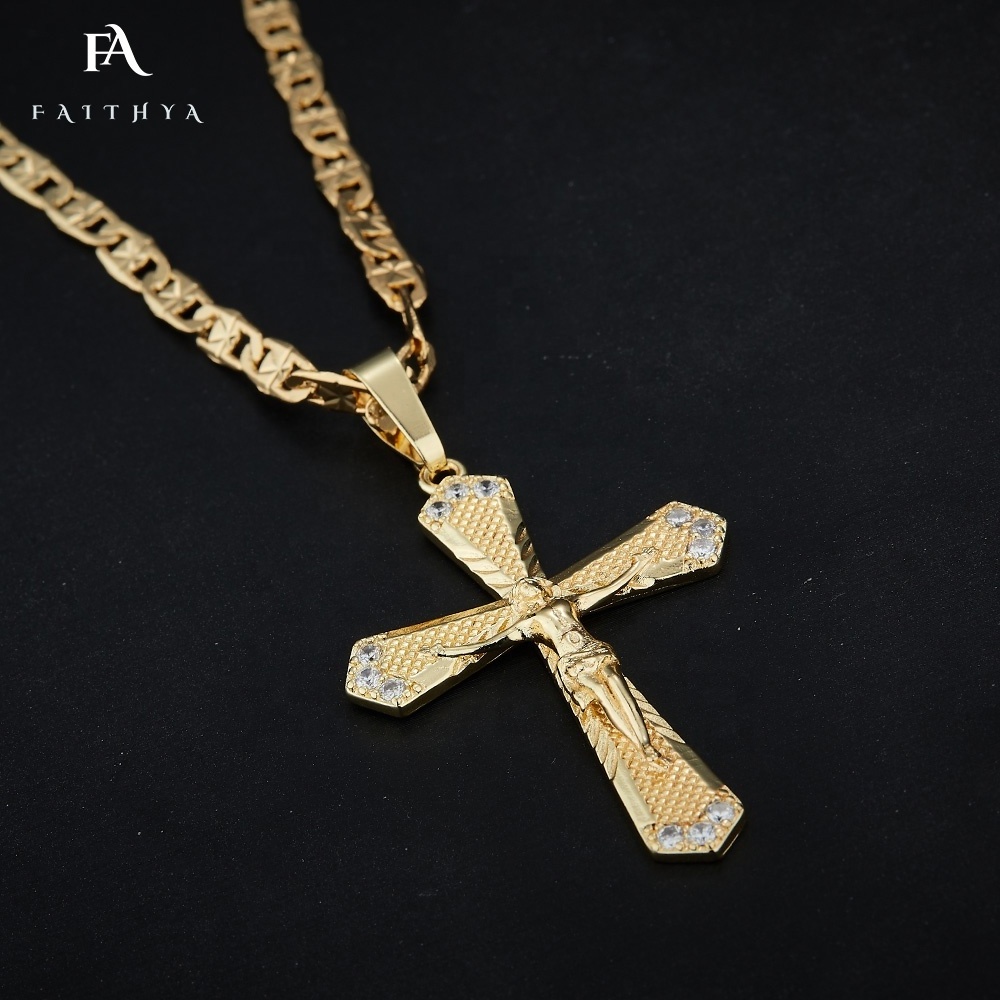 FP0137 Men 18k Gold Filled Jesus Pendants Orthodox Christian Baptism Necklace Cross Charm Jewelry Pendants