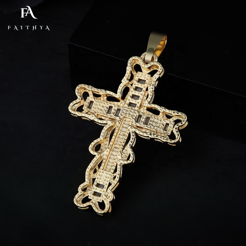 FP1048 Christianity Copper Alloy Jesus Crucifix Religious Jewelry Necklace 14k Gold Silver Plated Cross Pendant