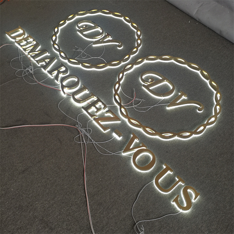 Custom LED Logo For Wall Office Metal Signage Stainless steel logo 3D Design logo sign gold letters