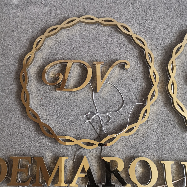 Custom LED Logo For Wall Office Metal Signage Stainless steel logo 3D Design logo sign gold letters