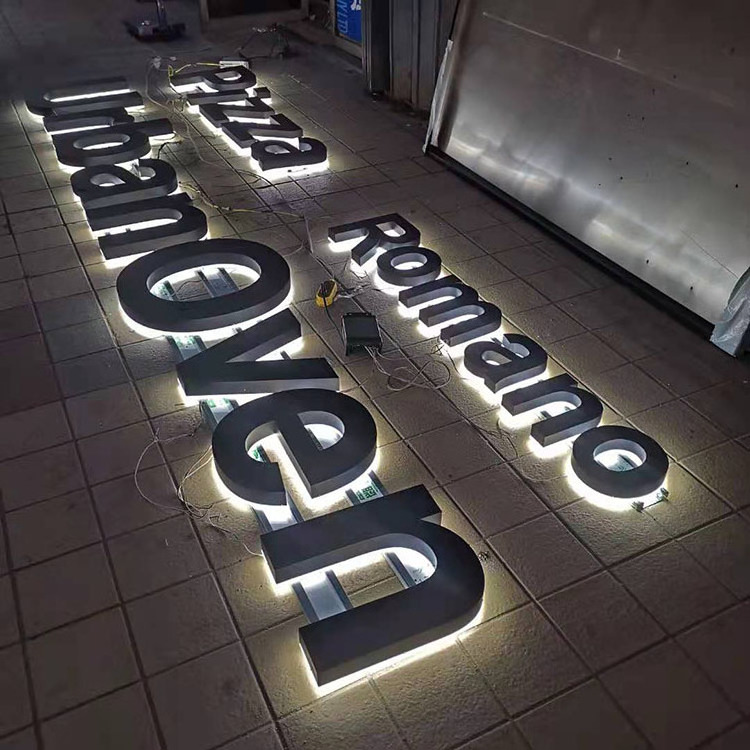 Custom Store Brand Name Front 3D Enseigne Lumineuse Led Metal Backlit Electronic Sign Wall Outdoor Sign