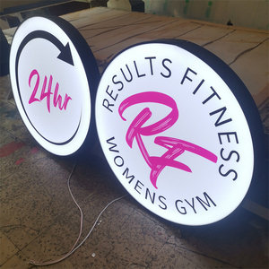 Custom Double Sided Illuminated Round backlit acrylic light Shop Sign 3D Metal LED advertising light boxes