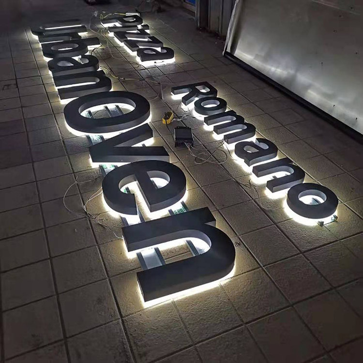 Custom Store Brand Name Front 3D Enseigne Lumineuse Led Metal Backlit Electronic Sign Wall Outdoor Sign