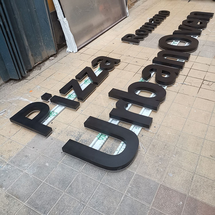 Custom Store Brand Name Front 3D Enseigne Lumineuse Led Metal Backlit Electronic Sign Wall Outdoor Sign