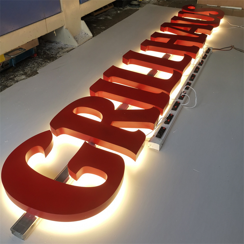 Customized Outdoor LED Advertising Backlit Signs Front Logo Acrylic Channel Letter Signs Stainless Steel