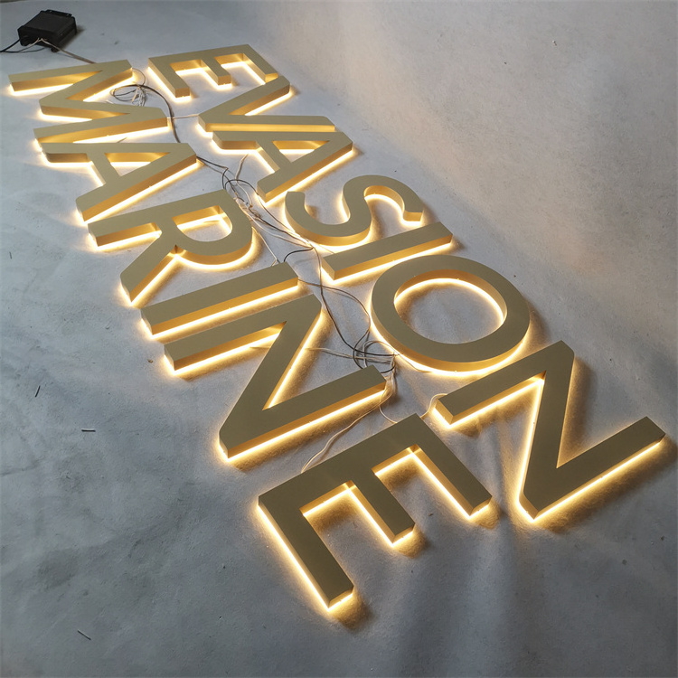 Custom Store Brand 3D Enseigne Lumineuse Led light Metal Backlit Electronic Sign Wall Outdoor Sign