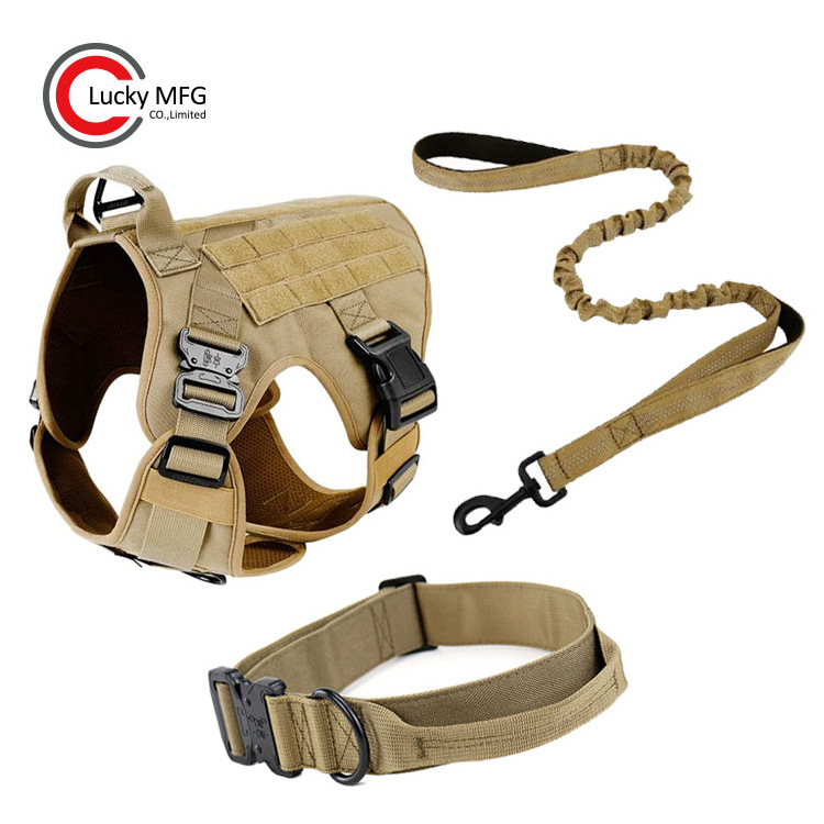 Pet Safety Vest Adjustable Durable No Pull Tactical Training K9 Dog Harness Leash and Collar