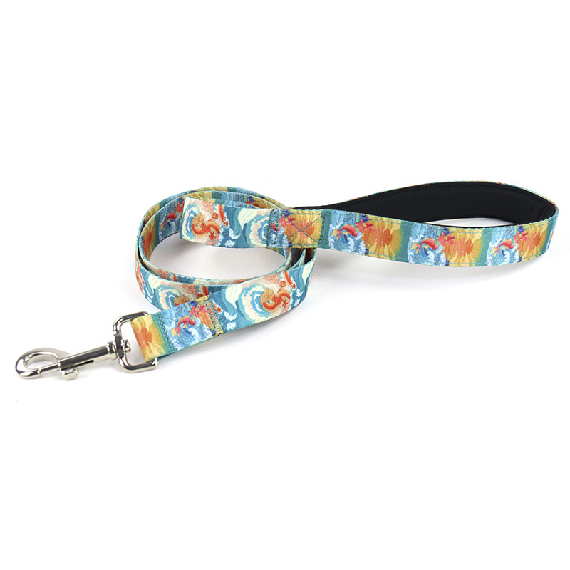 Heat Transfer Print Strength Polyester Colorful Pet Leash Webbing Strap Dog Leash