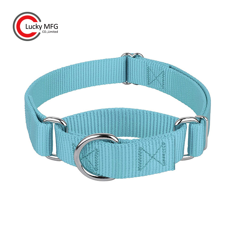 Multi Color Heavy Duty Adjustable Plain Nylon Webbing Pet Martingale Dog Collars