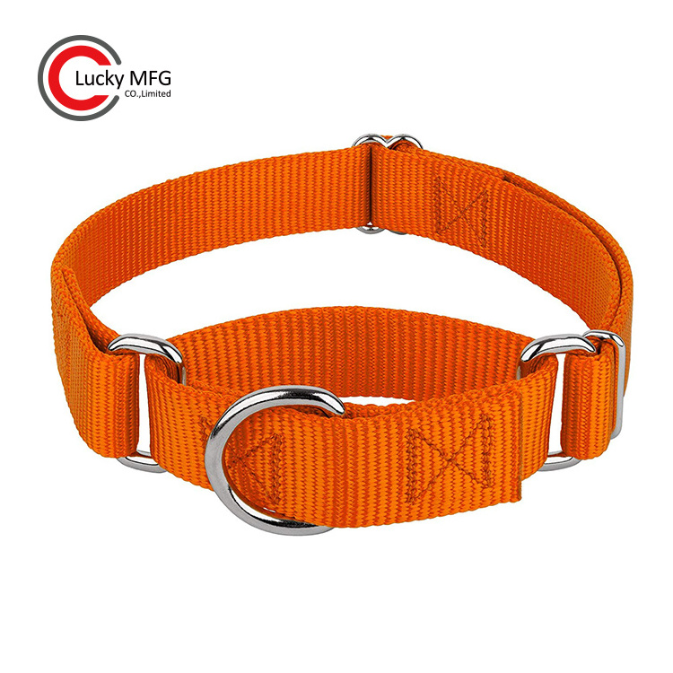 Multi Color Heavy Duty Adjustable Plain Nylon Webbing Pet Martingale Dog Collars