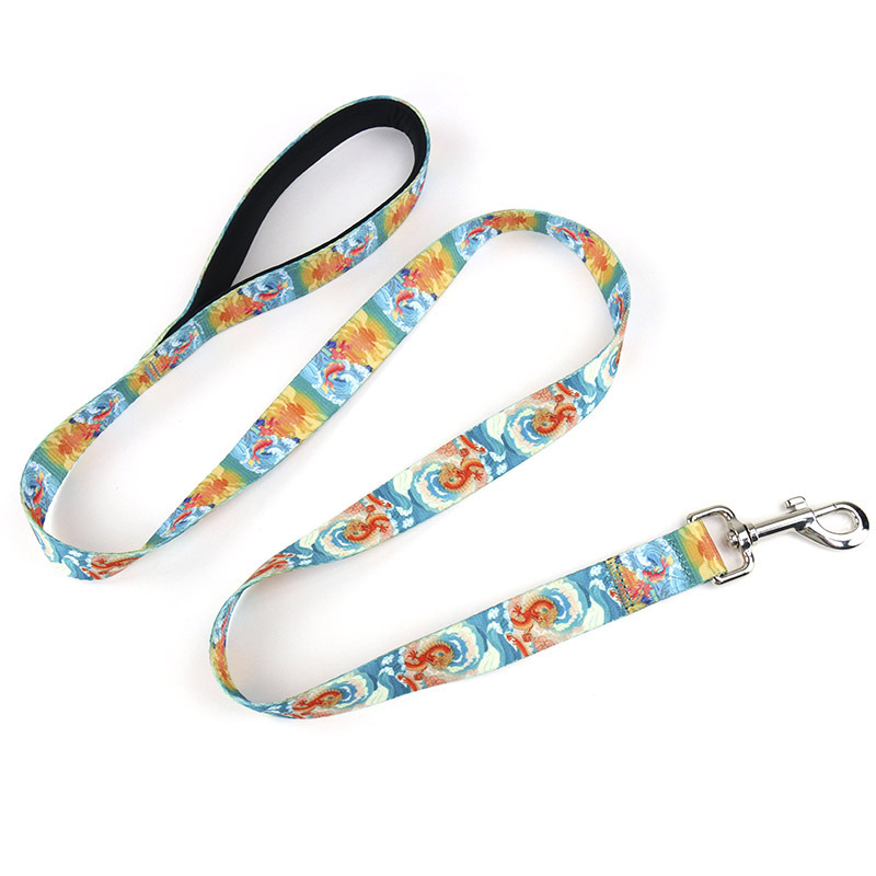 Heat Transfer Print Strength Polyester Colorful Pet Leash Webbing Strap Dog Leash