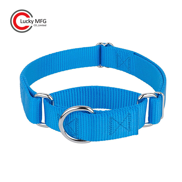 Multi Color Heavy Duty Adjustable Plain Nylon Webbing Pet Martingale Dog Collars