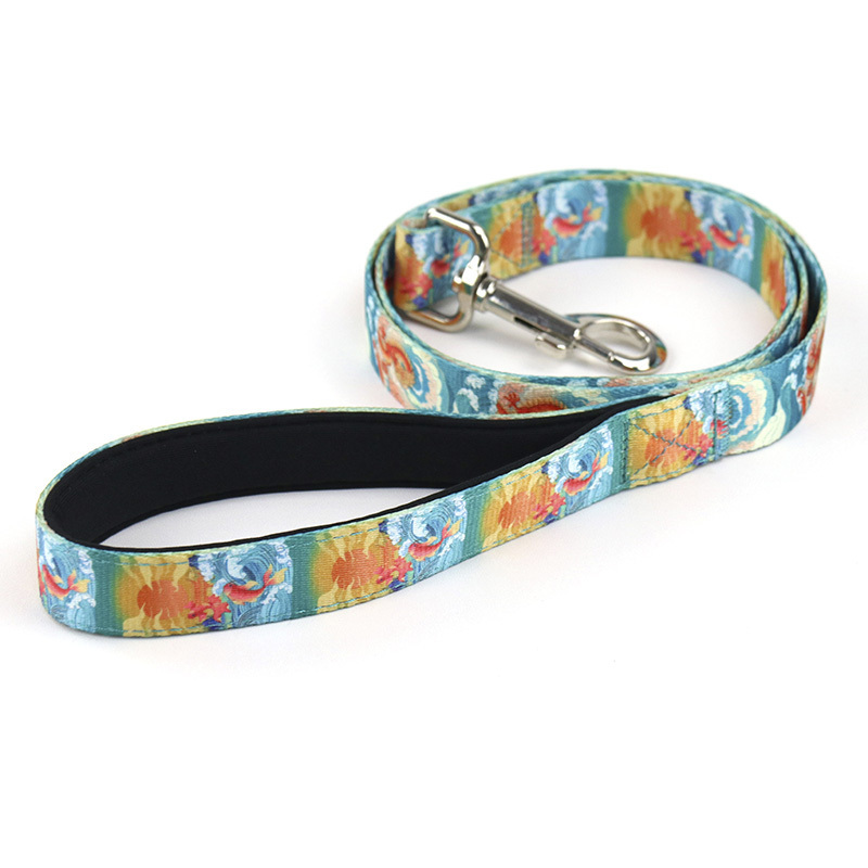 Heat Transfer Print Strength Polyester Colorful Pet Leash Webbing Strap Dog Leash