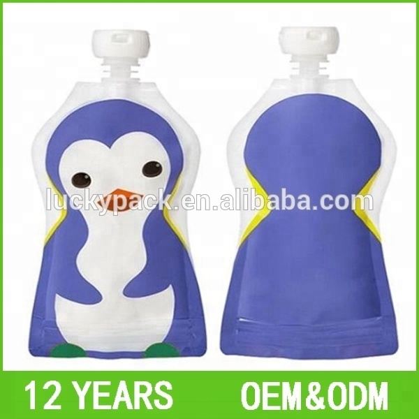 Custom 50ml 100ml 500ml special shape Reusable Drink Liquid Food Plastic bag Stand Up Spout Pouch With Cover